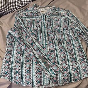 Rank 45 Geometric Pattern Shirt in Blue and Red